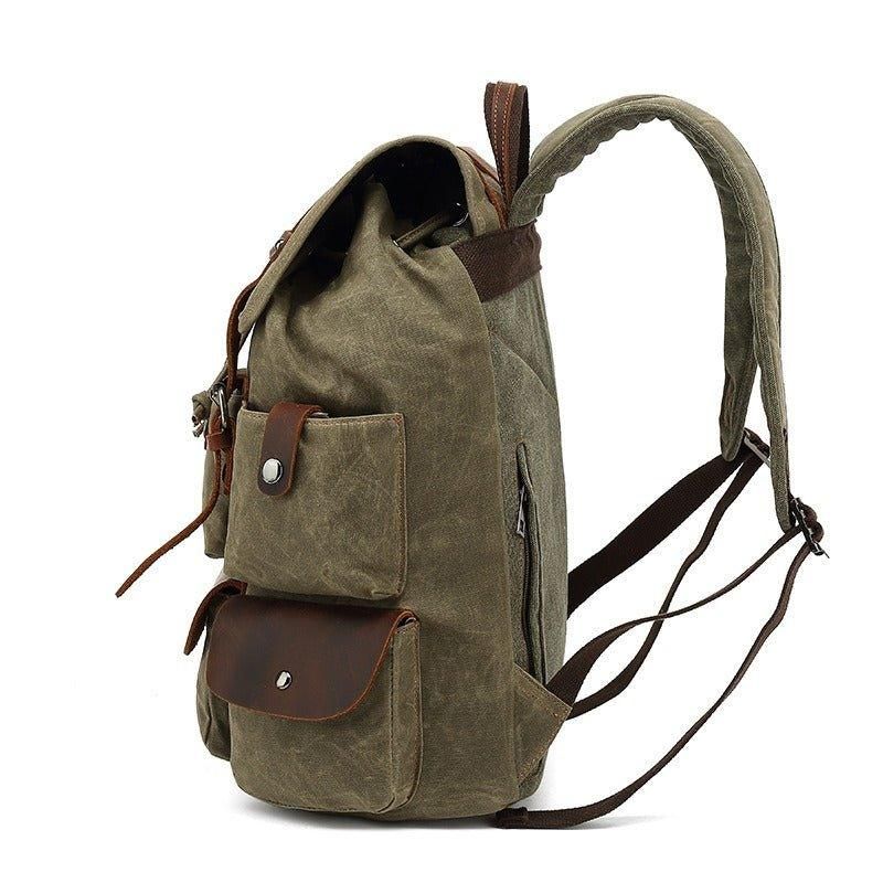 Rucksack Aus Leder Und Canvas Für Herren Mit Laptop-hülle