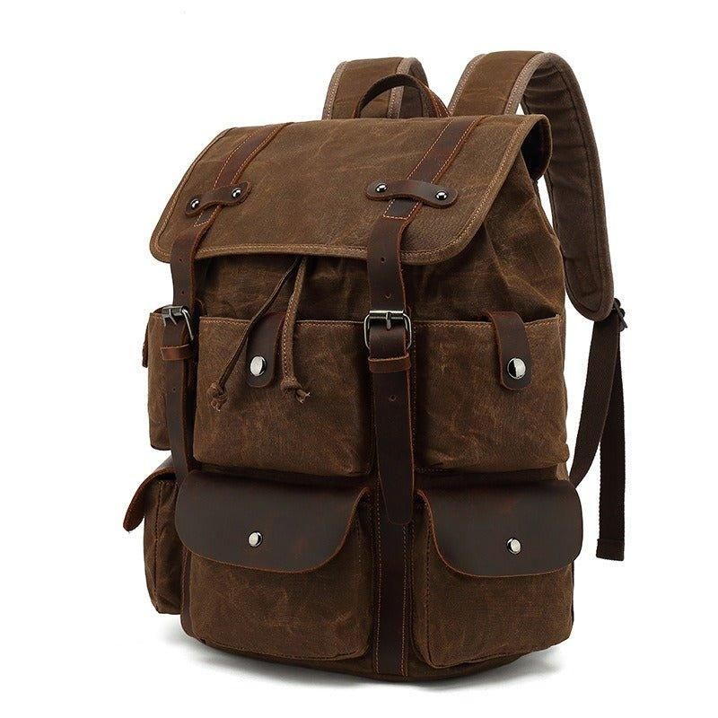 Rucksack Aus Leder Und Canvas Für Herren Mit Laptop-hülle