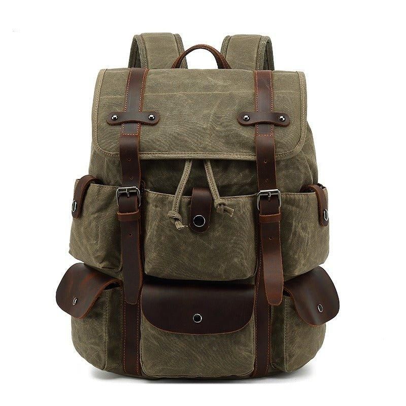 Rucksack Aus Leder Und Canvas Für Herren Mit Laptop-hülle