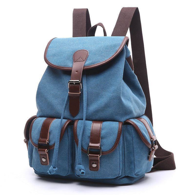 Schul-baumwoll-canvas-rucksack Mit Mehreren Taschen