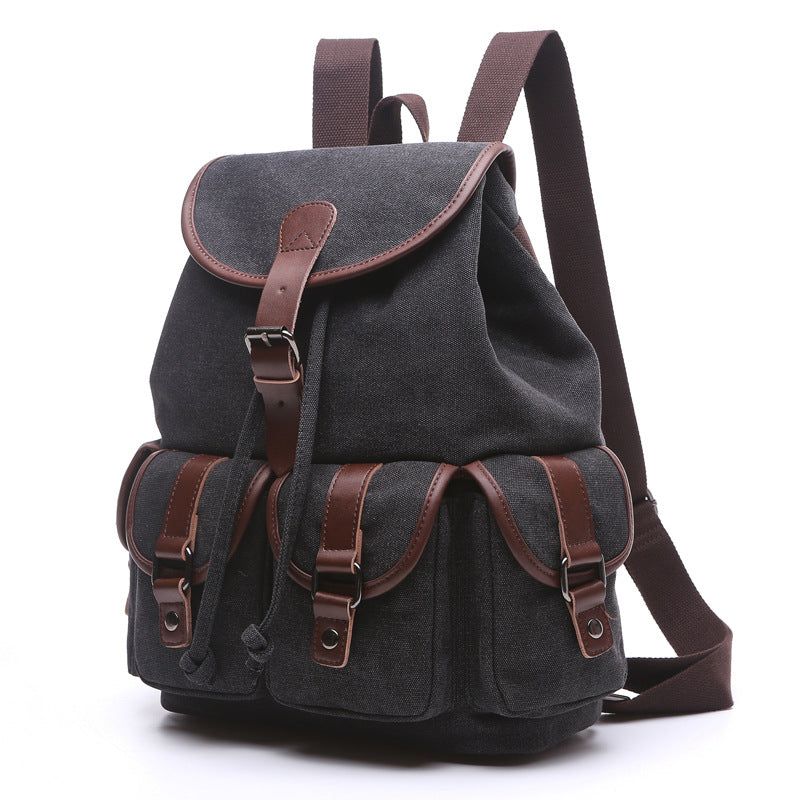 Schul-baumwoll-canvas-rucksack Mit Mehreren Taschen