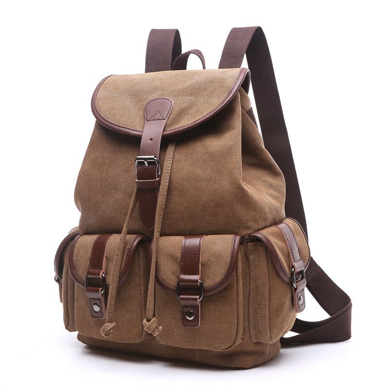 Schul-baumwoll-canvas-rucksack Mit Mehreren Taschen