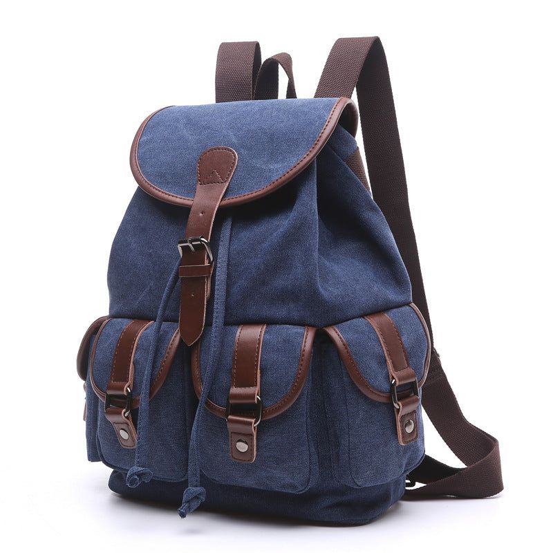 Schul-baumwoll-canvas-rucksack Mit Mehreren Taschen