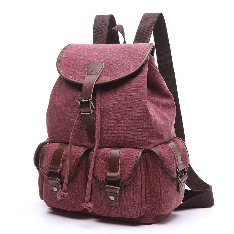 Schul-baumwoll-canvas-rucksack Mit Mehreren Taschen