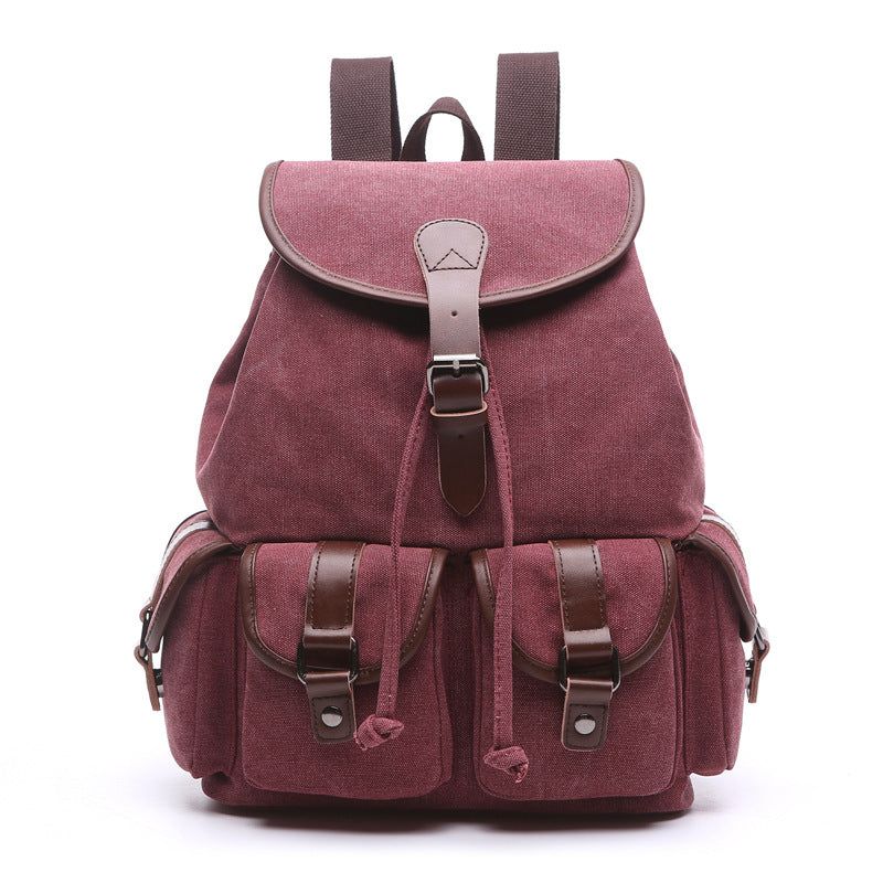 Schul-baumwoll-canvas-rucksack Mit Mehreren Taschen