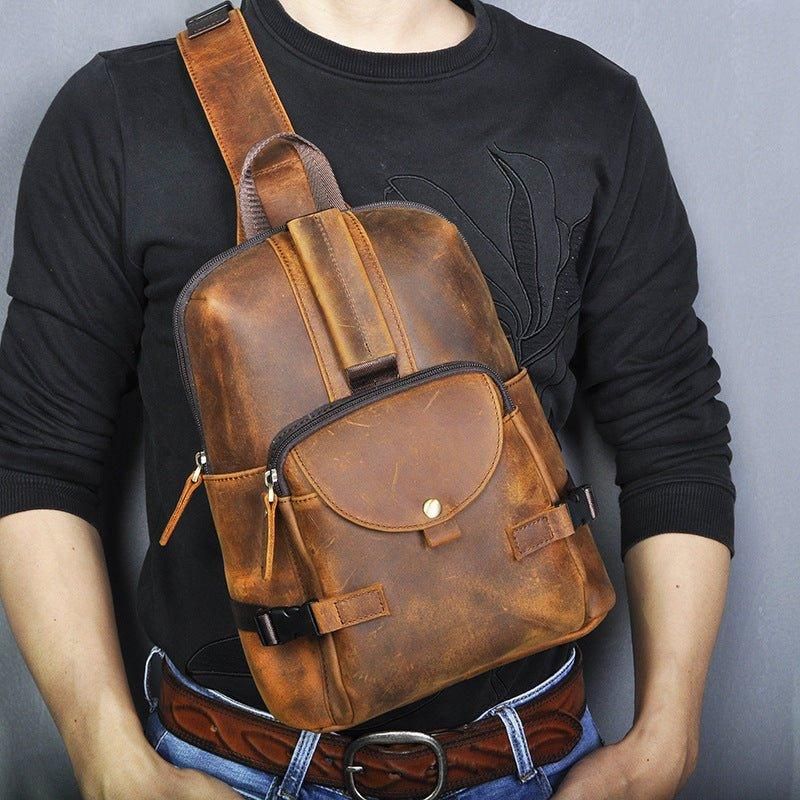 Schultertasche Aus Echtem Leder Im Vintage-stil