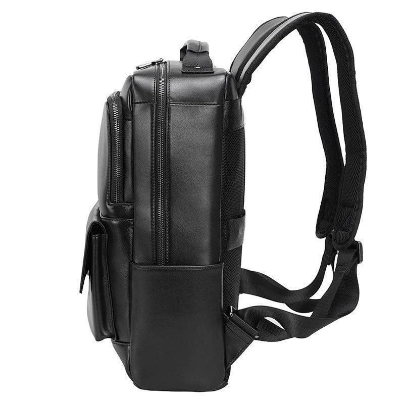 Schwarzer 14-zoll-laptoprucksack Aus Leder