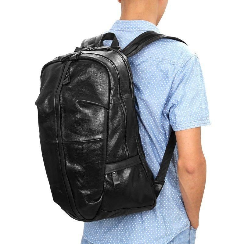 Schwarzer Ziegenlederrucksack Für Herren