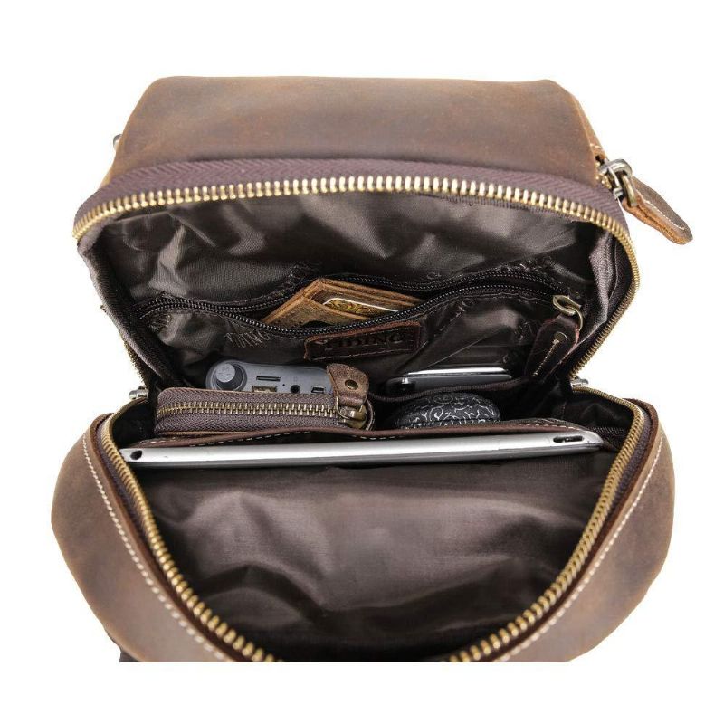 Sling Bag Aus Leder Für Herren Braun