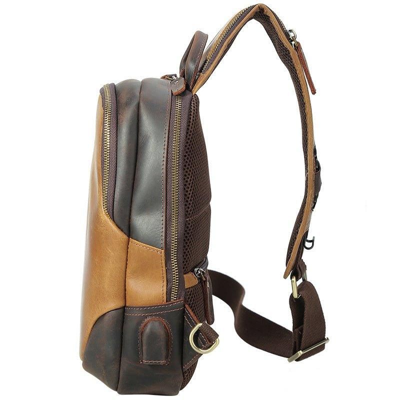 Sling Rucksack Aus Leder Für Herren