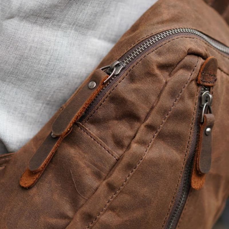 Sling-rucksack Umhängetasche Aus Gewachstem Canvas Für Herren