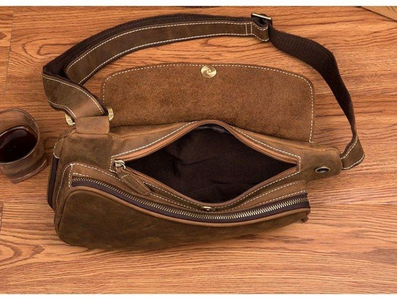 Sling Rucksäcke Aus Leder Im Vintage-stil Für Herren