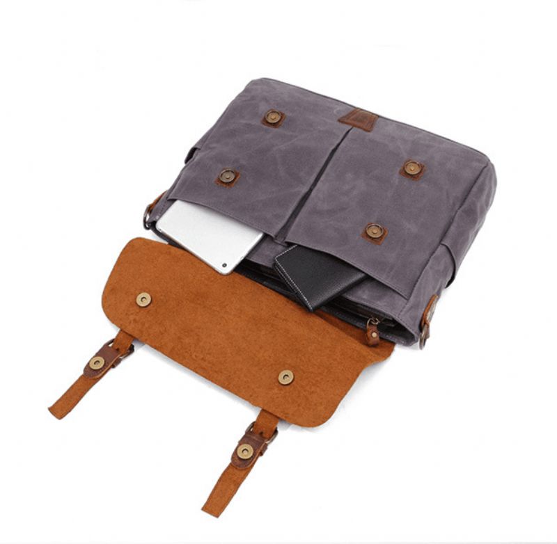 Umhänge-laptoptasche Aus Canvas Und Leder Für Herren