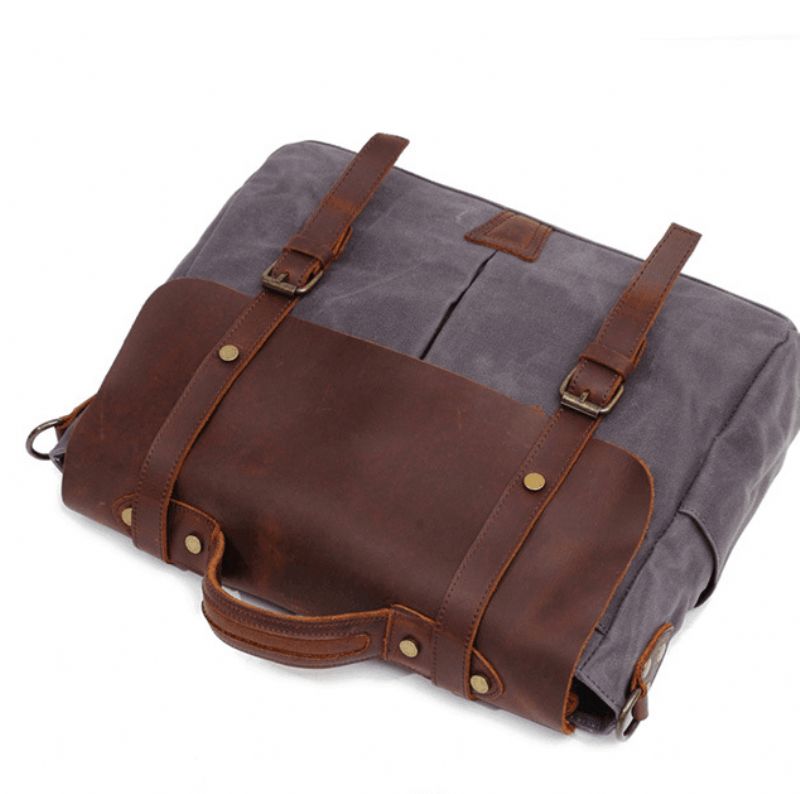 Umhänge-laptoptasche Aus Canvas Und Leder Für Herren