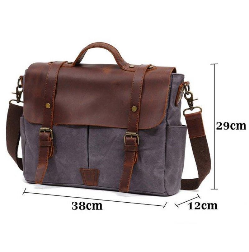 Umhänge-laptoptasche Aus Canvas Und Leder Für Herren