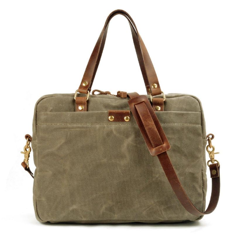 Vintage-aktentasche Aus Canvas Laptoptasche