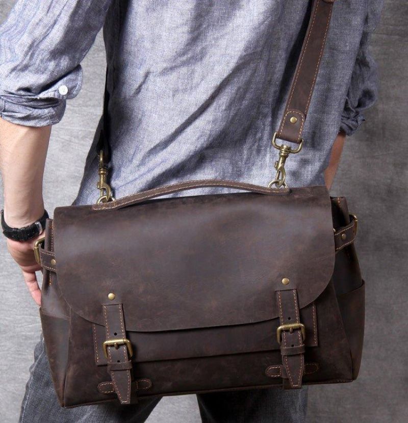 Vintage-aktentasche Aus Leder Laptoptasche