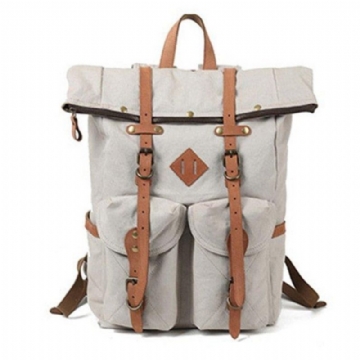 Vintage-canvas-rucksack Aus Leder Für Herren