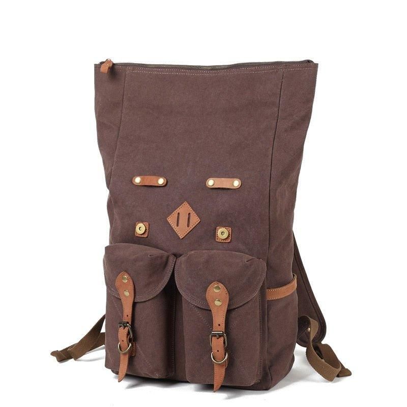 Vintage-canvas-rucksack Aus Leder Für Herren