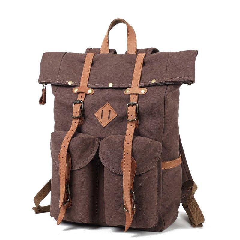 Vintage-canvas-rucksack Aus Leder Für Herren