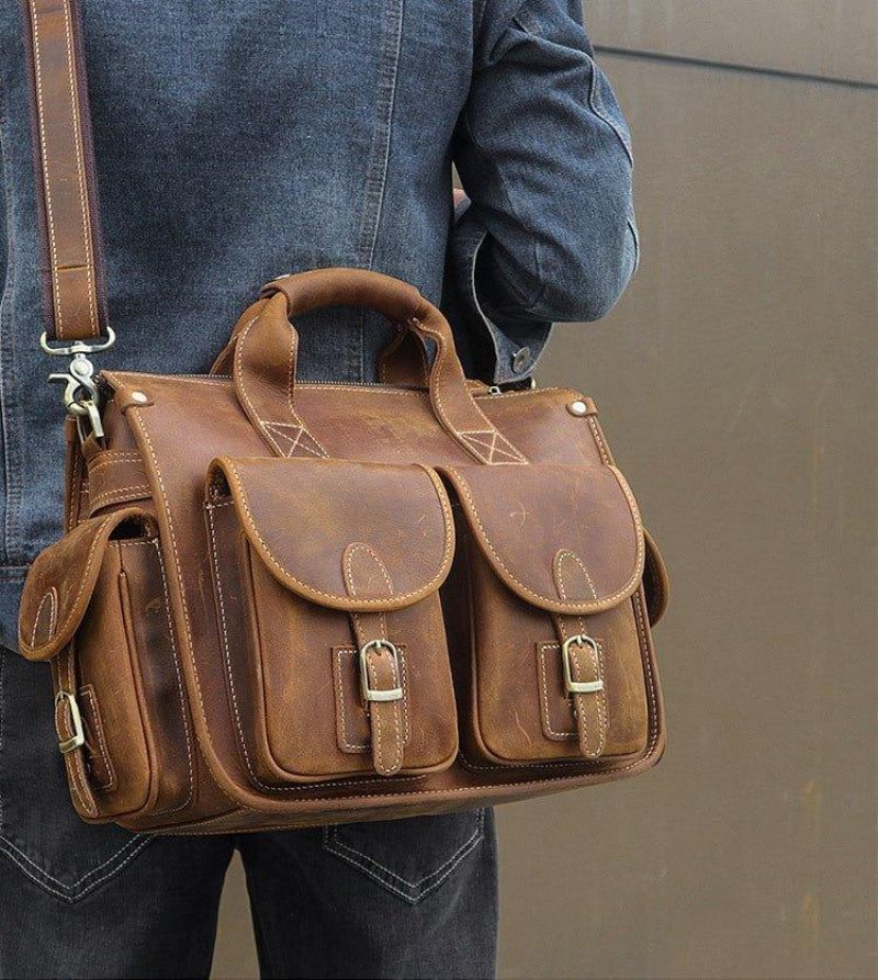 Vintage-handtasche Aus Leder Für Herren