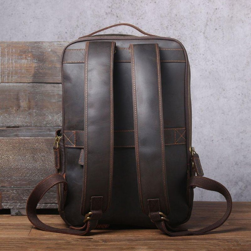 Vintage Herren Lederrucksack Für Laptop