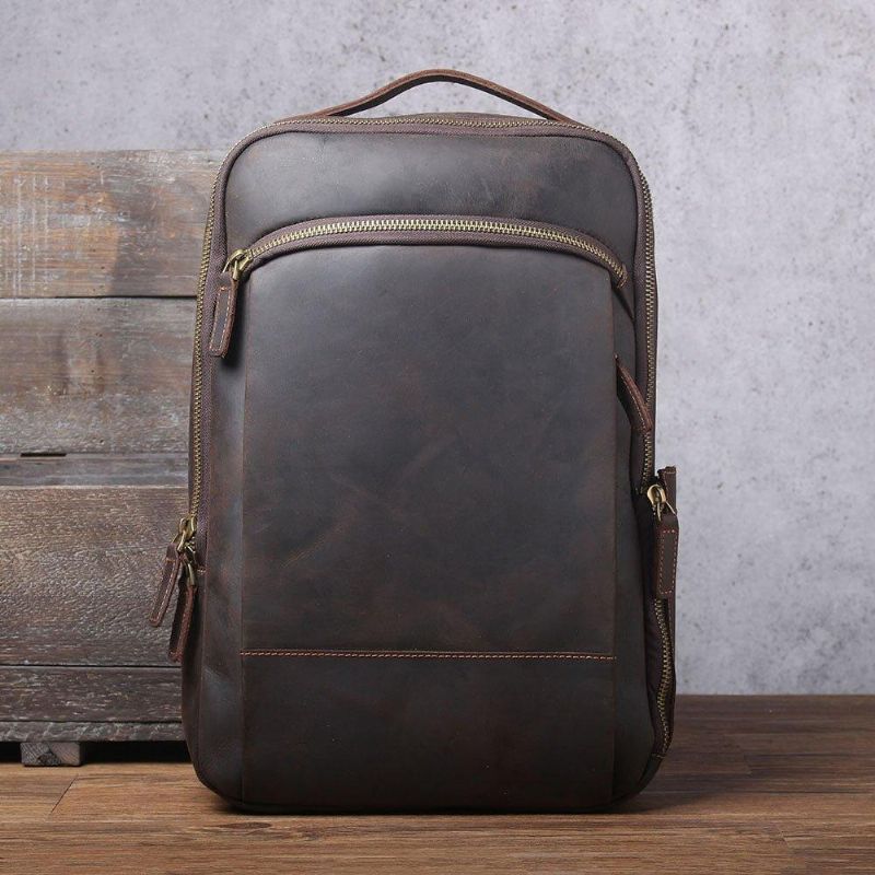 Vintage Herren Lederrucksack Für Laptop