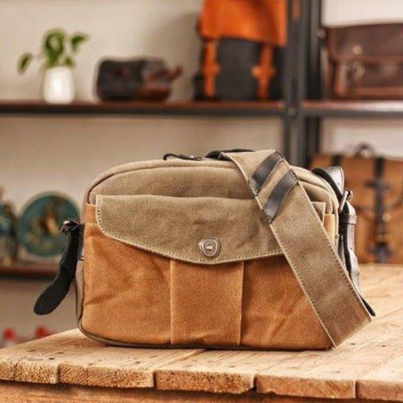 Vintage-kamera-messenger-tasche Aus Wachs-canvas Für Reisen