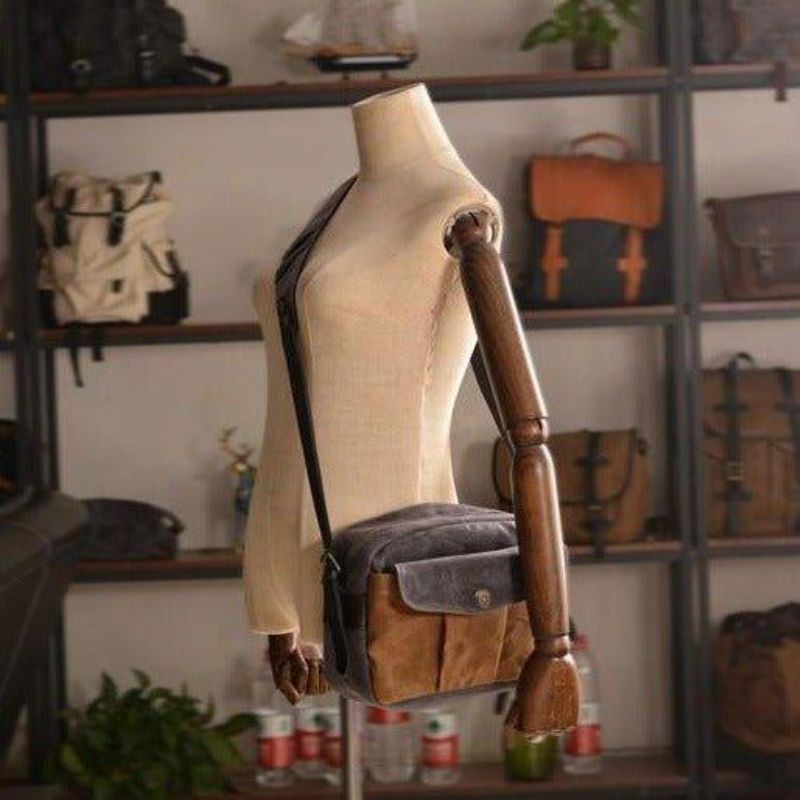 Vintage-kamera-messenger-tasche Aus Wachs-canvas Für Reisen