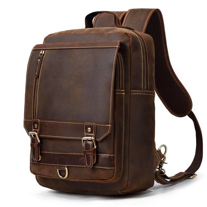 Vintage-laptoprucksack Aus Leder Für Herren