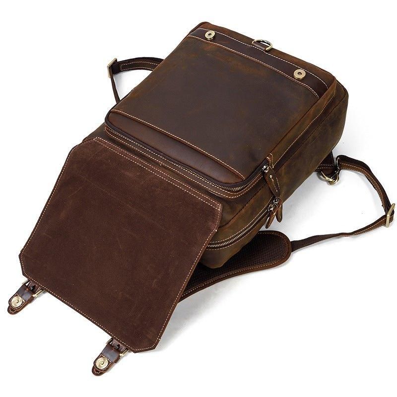 Vintage-laptoprucksack Aus Leder Für Herren