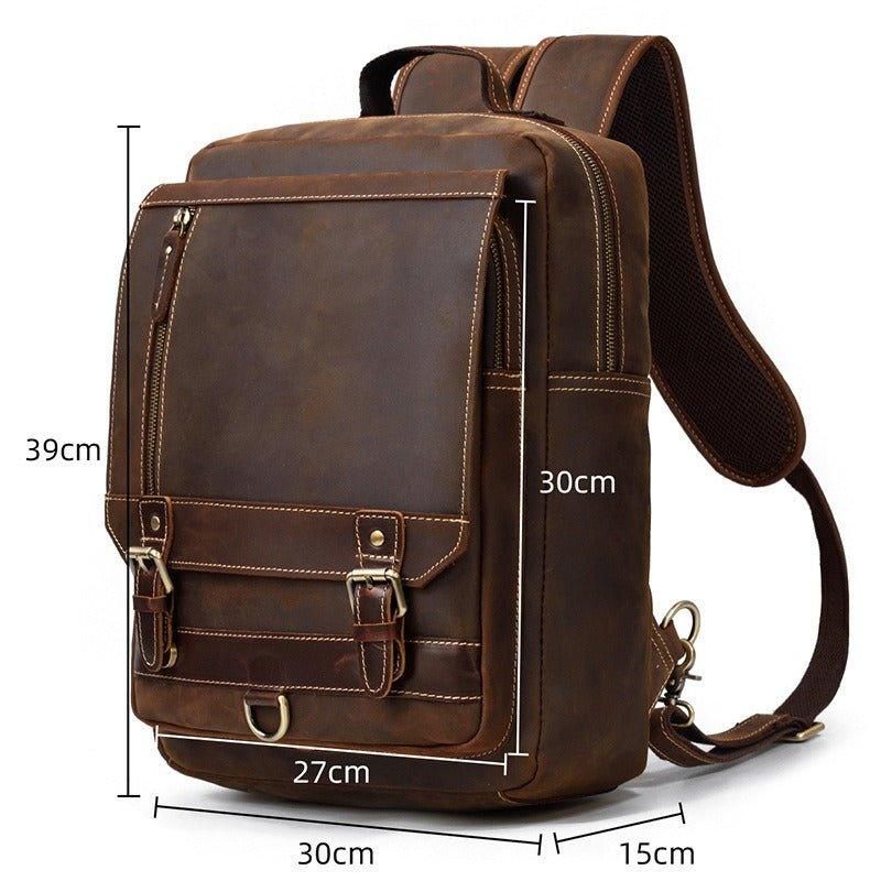 Vintage-laptoprucksack Aus Leder Für Herren