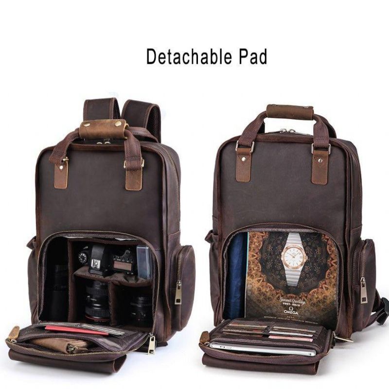 Vintage-leder-kamerarucksack Für Laptop