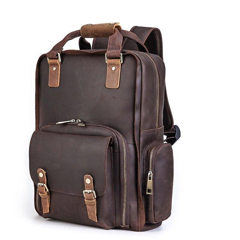 Vintage-leder-kamerarucksack Für Laptop