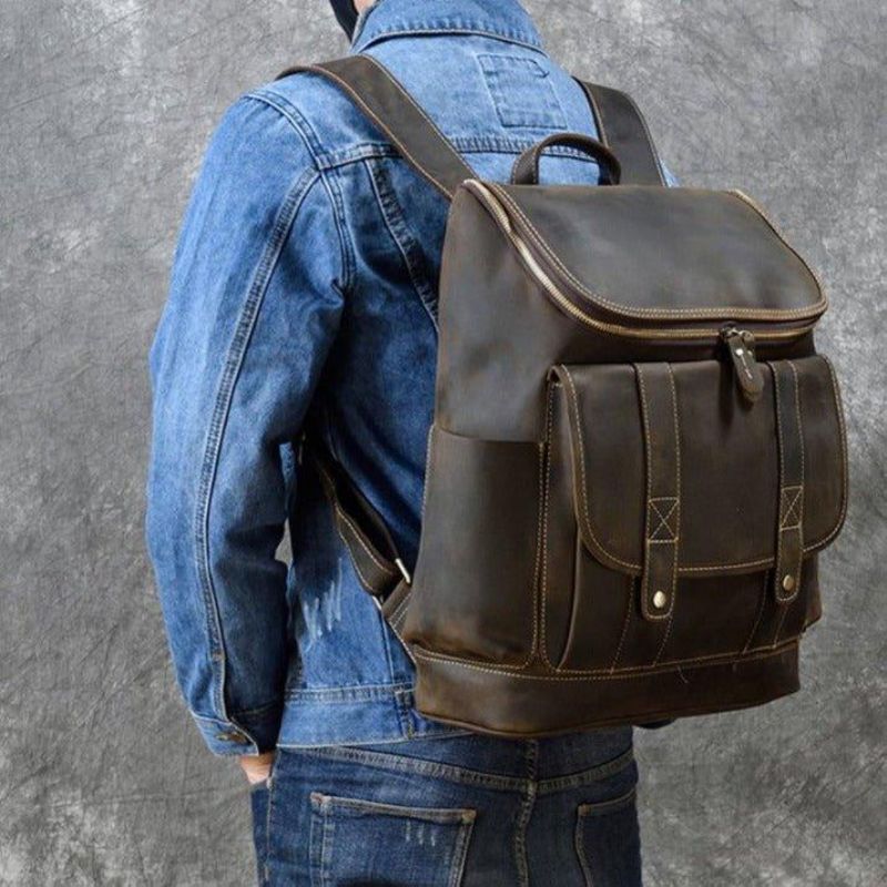 Vintage Lederrucksack Für 16-zoll-laptop