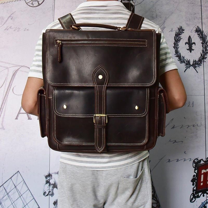 Vintage-lederrucksack Für Herren Die Arbeit