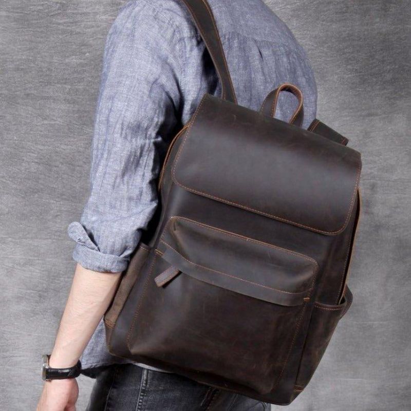 Vintage Lederrucksack Für Herren Die Arbeit