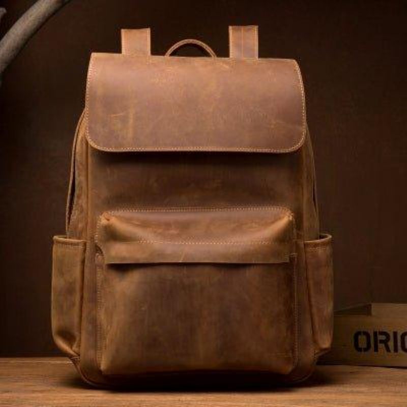 Vintage Lederrucksack Für Herren Die Arbeit