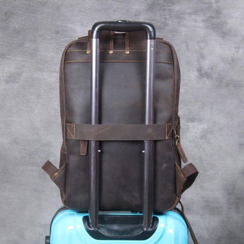 Vintage Lederrucksack Für Herren Laptop