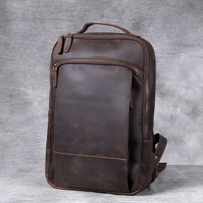 Vintage Lederrucksack Für Herren Laptop