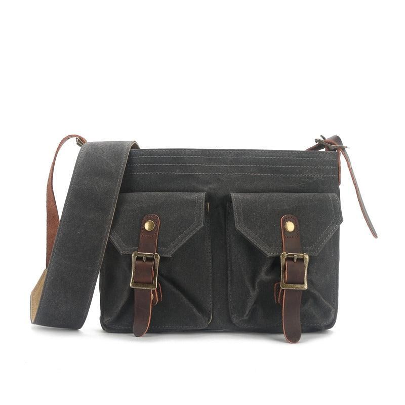 Vintage Messenger Bag Aus Canvas Mit Fronttaschen