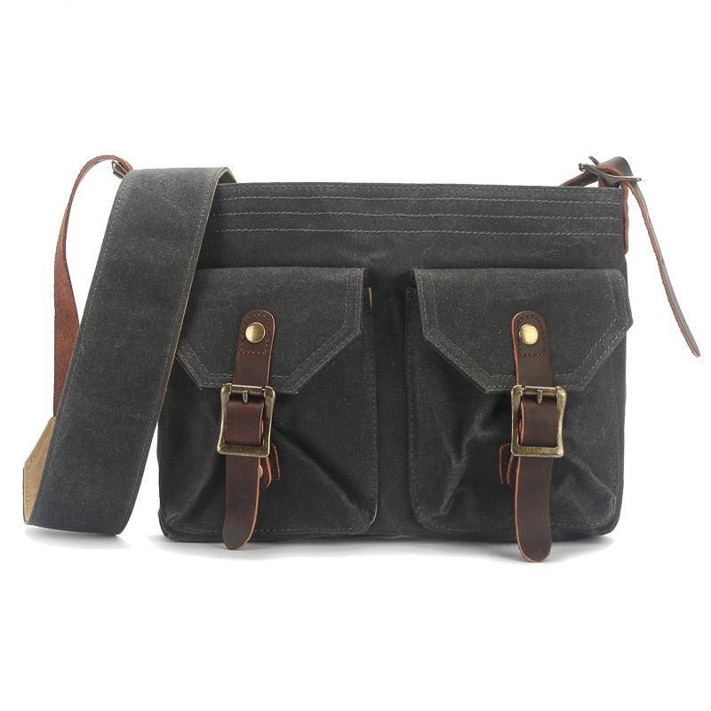 Vintage Messenger Bag Aus Canvas Mit Fronttaschen