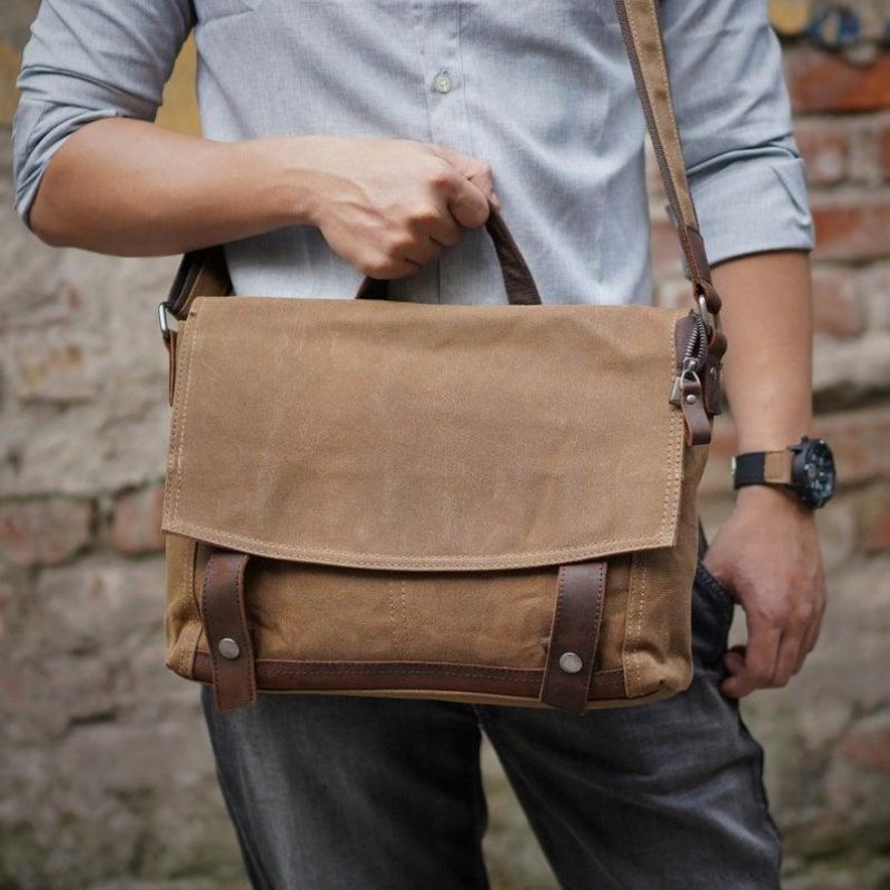 Vintage Messenger Bag Aus Canvas Umhängetasche Für Herren