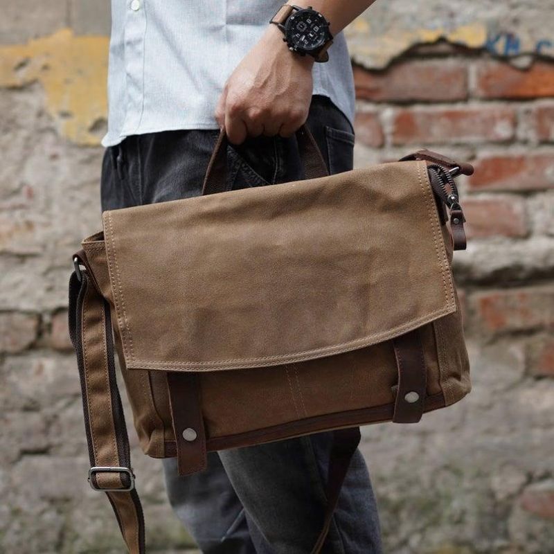 Vintage Messenger Bag Aus Canvas Umhängetasche Für Herren