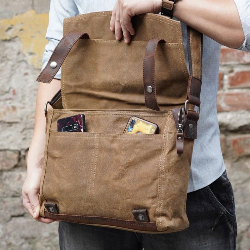 Vintage Messenger Bag Aus Canvas Umhängetasche Für Herren