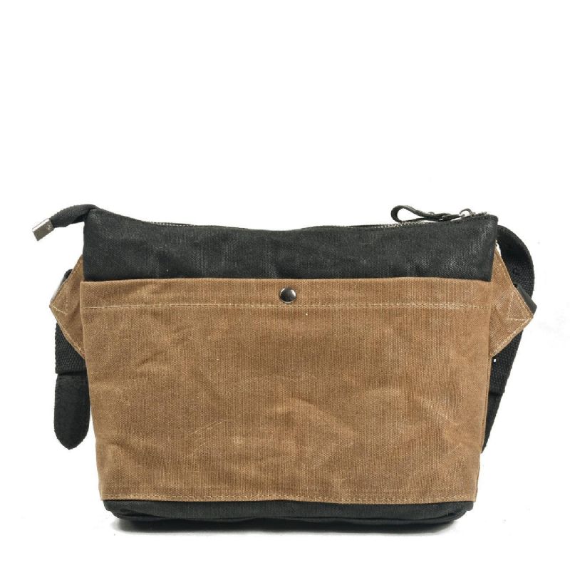 Vintage Messenger Bag Aus Gewachstem Canvas Farbblock