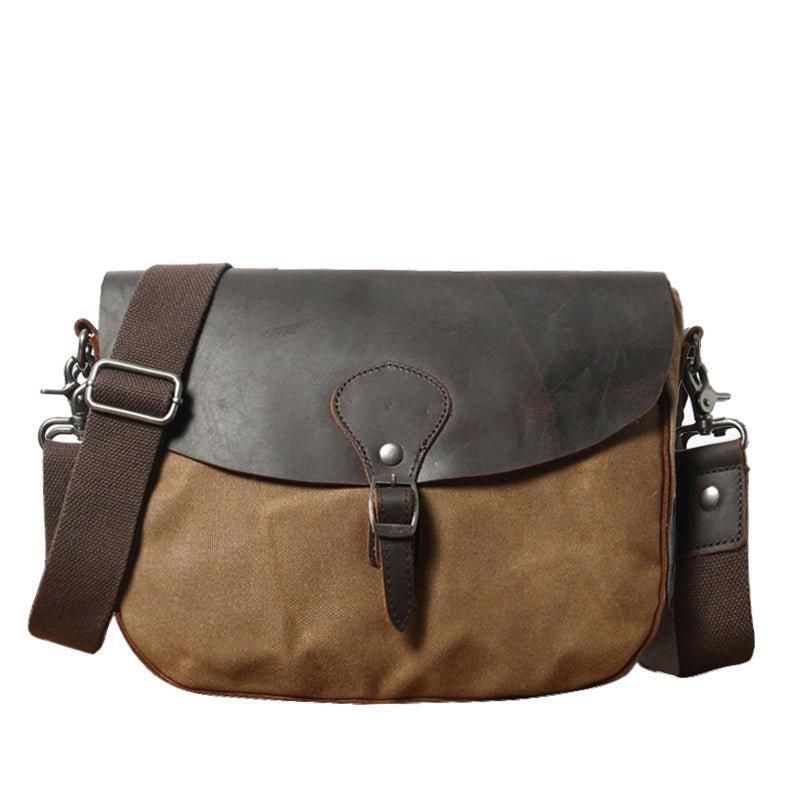 Vintage Messenger Bag Aus Leder Und Canvas Für Ipad