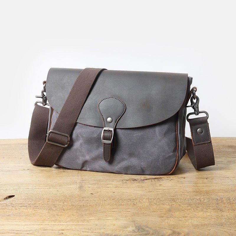 Vintage Messenger Bag Aus Leder Und Canvas Für Ipad