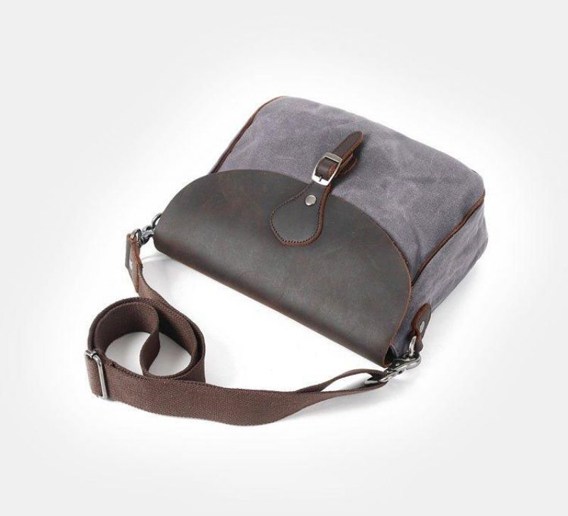 Vintage Messenger Bag Aus Leder Und Canvas Für Ipad