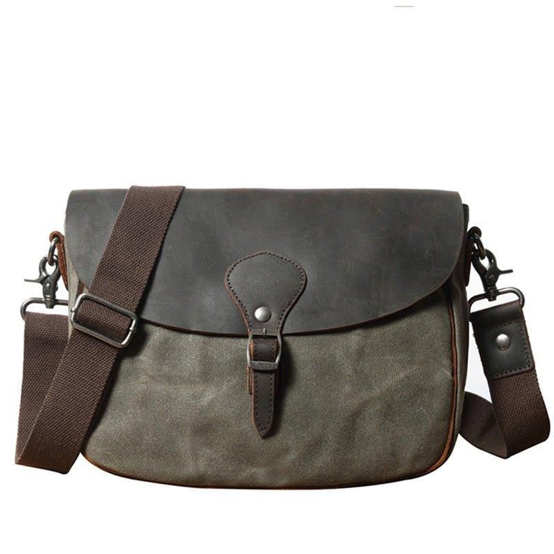 Vintage Messenger Bag Aus Leder Und Canvas Für Ipad